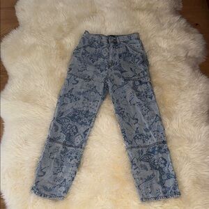 BDG HIGH-RISE BAGGY Blue Jeans with Floral Design